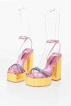 Haus Of Honey Metallic Leather Ankle Strap Sandals With Heel 14cm In Animal Print