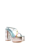 Haus Of Honey Metallic Leather Ankle Strap Sandals With Heel 14cm In Multi