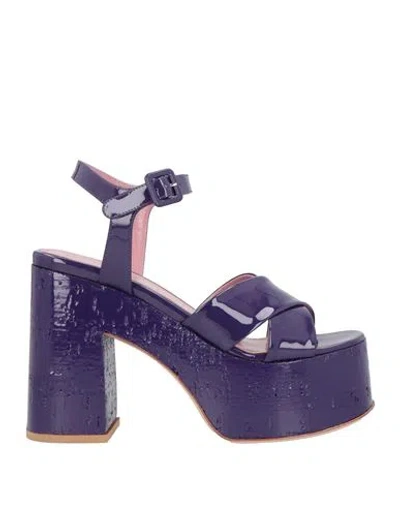 Haus Of Honey Woman Sandals Purple Size 6 Soft Leather