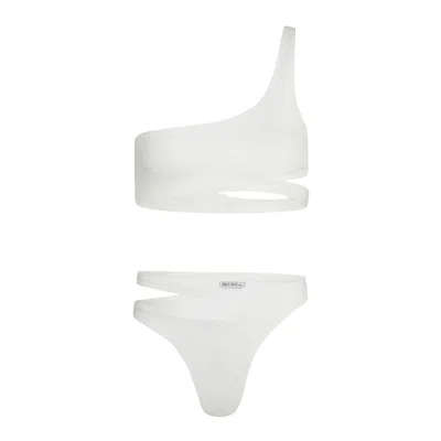 Haus Of Mclees Women's Ace Bikini Set In White In Orange