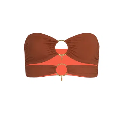 Haus Of Mclees Women's Brown / Orange Reversible Soluna Bikini Top