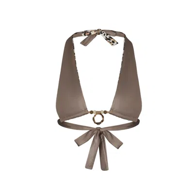 Haus Of Mclees Women's Grey / Brown Reversible Praia Bikini Top