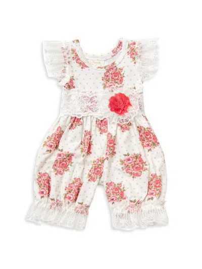 Haute Baby Baby Girl's Perfect Peony Stretch-cotton Bubble Romper In Ivory Floral