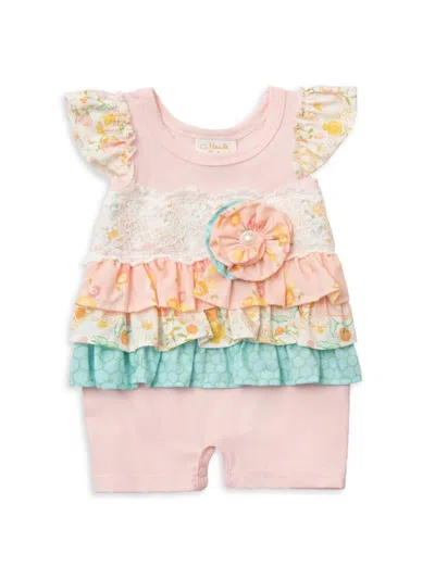 Haute Baby Baby Girl's Sweet Treat Stretch-cotton Romper In Peach