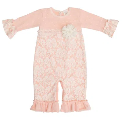 Haute Baby Kids' Baby Girls Avery Grace Romper In Pink/ivory