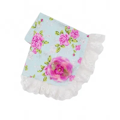 Haute Baby Baby Girls Bloomsbury Receiving Blanket In Blue/hot Pink In Multi
