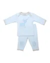 Haute Baby Boy's Striped Elephant Embroidered Top W/ Leggings In Blue