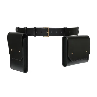 Haute Cuir Black Double Belt Bag