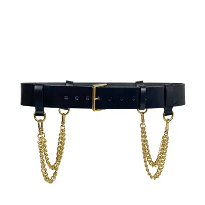 Haute Cuir Black Double Chain Belt