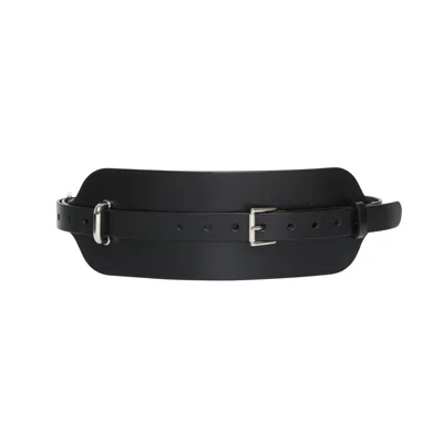 Haute Cuir Women's Black Calen Waist Leather Belt