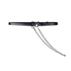 Haute Cuir Women's Black Chained Skinny Leather Belt In Black