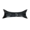 Haute Cuir Women's Black Crescent Leather Corset Belt In Black