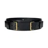 Haute Cuir Women's Black Double Buckle Wide Belt In Black
