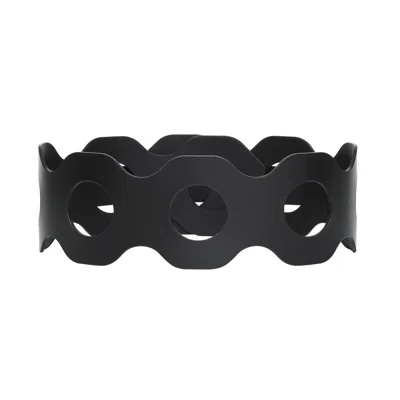 Haute Cuir Women's Black Elowen Wide Leather Belt