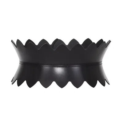Haute Cuir Women's Black Feuille Hourglass Corset Belt