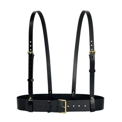 Haute Cuir Women's Black Leather Suspender Harness
