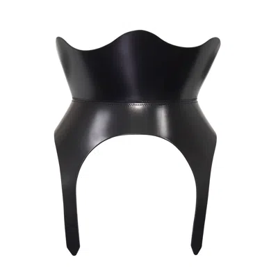 Haute Cuir Women's Black Medusa Leather Corset Belt