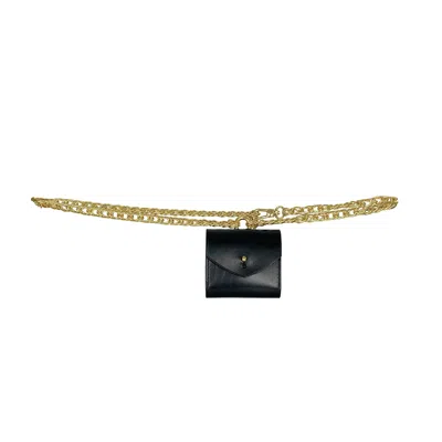 Haute Cuir Women's Black Micro Chain Belt Bag