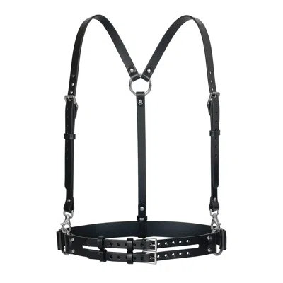 Haute Cuir Women's Black Mun Leather Suspender Harness