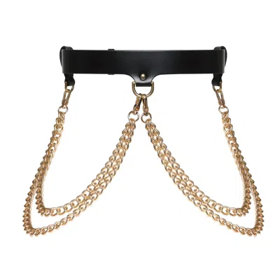 Haute Cuir Women's Black Neris Chained Leather Belt