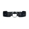 Haute Cuir Women's O Ring Black Waist Leather Belt In Black
