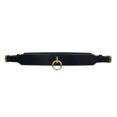 Haute Cuir Women's Black Skinny Ringed Leather Belt