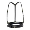 Haute Cuir Women's Black Slim Double Belt Leather Harness In Black