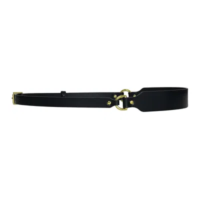 Haute Cuir Women's Black Slim Leather Harness Belt