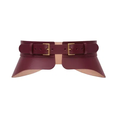Haute Cuir Women's Burgundy Crescent Peplum Belt
