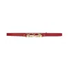 Haute Cuir Women's Carabiners Red Skinny Leather Belt In Red