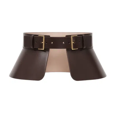 Haute Cuir Women's Dark Brown Peplum Corset Belt