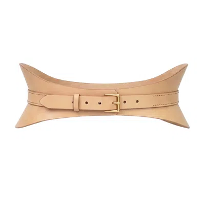 Haute Cuir Women's Neutrals Nude Crescent Leather Corset Belt In Multi