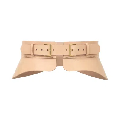 Haute Cuir Women's Neutrals Nude Crescent Peplum Belt In Brown