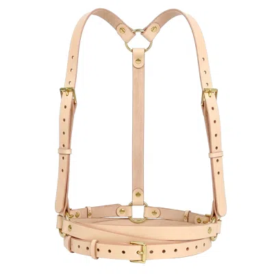 Haute Cuir Women's Neutrals Nude Double Belt Leather Harness In Brown