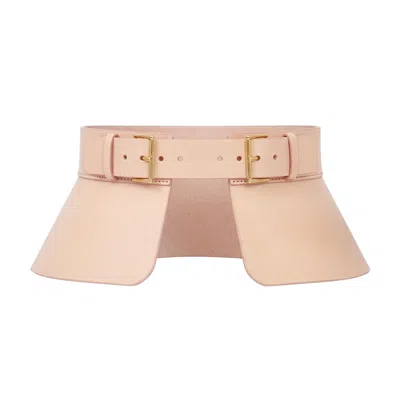 Haute Cuir Women's Neutrals Nude Leather Peplum Corset Belt In Brown