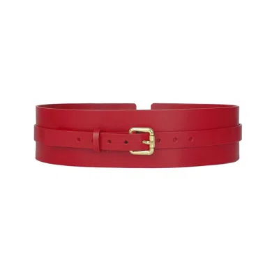 Haute Cuir Women's Red Athea Wide Leather Belt