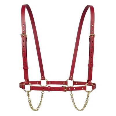 Haute Cuir Women's Red Double Chain Leather Harness