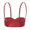 Haute Cuir Women's Red Leather Venus Open Cup Harness In Red