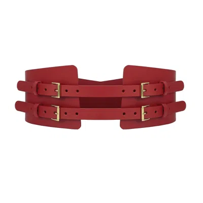 Haute Cuir Women's Red Maia Leather Corset Belt