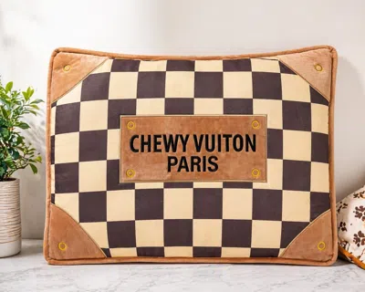 Haute Diggity Dog Checker Chewy Vuiton Bed In Tan In Brown