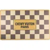 Haute Diggity Dog Checker Chewy Vuiton Pet Bowls & Placemat Set In Brown