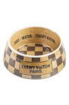 Haute Diggity Dog Set Of 2 Checker Chewy Vuiton Pet Bowls In Brown