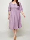 Haute Fox Plus Size Square Neck Midi Dress In Orchid In Pink