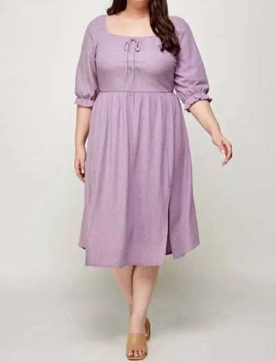 Haute Fox Plus Size Square Neck Midi Dress In Orchid In Pink