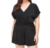 Haute Fox Slinky Draped Romper - Plus In Black In Black