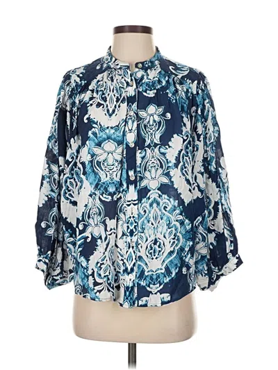 Pre-owned Haute Hippie 3/4 Sleeve Blouse In Blue