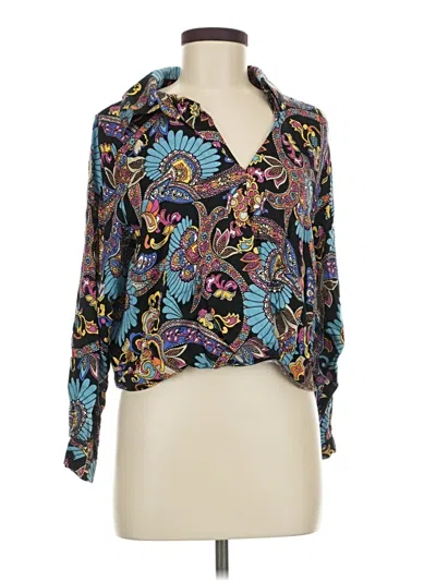Pre-owned Haute Hippie 3/4 Sleeve Blouse In Blue