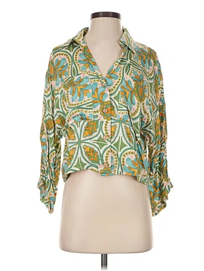 Pre-owned Haute Hippie 3/4 Sleeve Blouse In Green