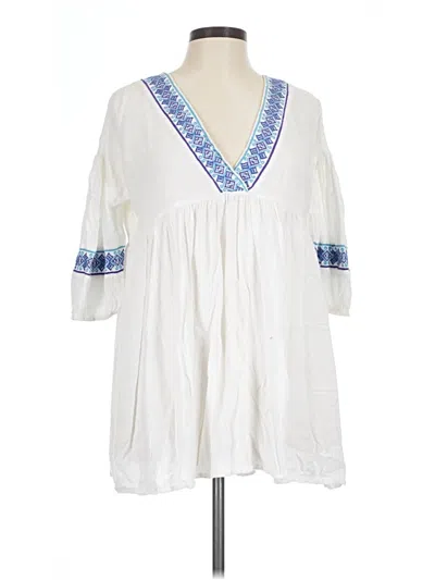 Pre-owned Haute Hippie 3/4 Sleeve Blouse In White