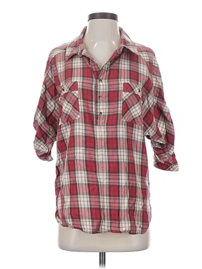 Pre-owned Haute Hippie 3/4 Sleeve Button Down Shirt In Red